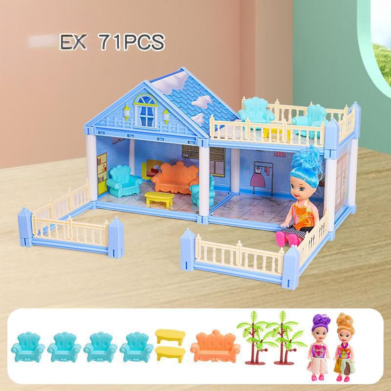 Mother & Kids Glow-in-the-Dark Princess Castle DIY Toy House For Girls – Creative Pretend Play With Multi-Room Blue & Pink Villa Sets (71-298 PCS)​_voghion.com