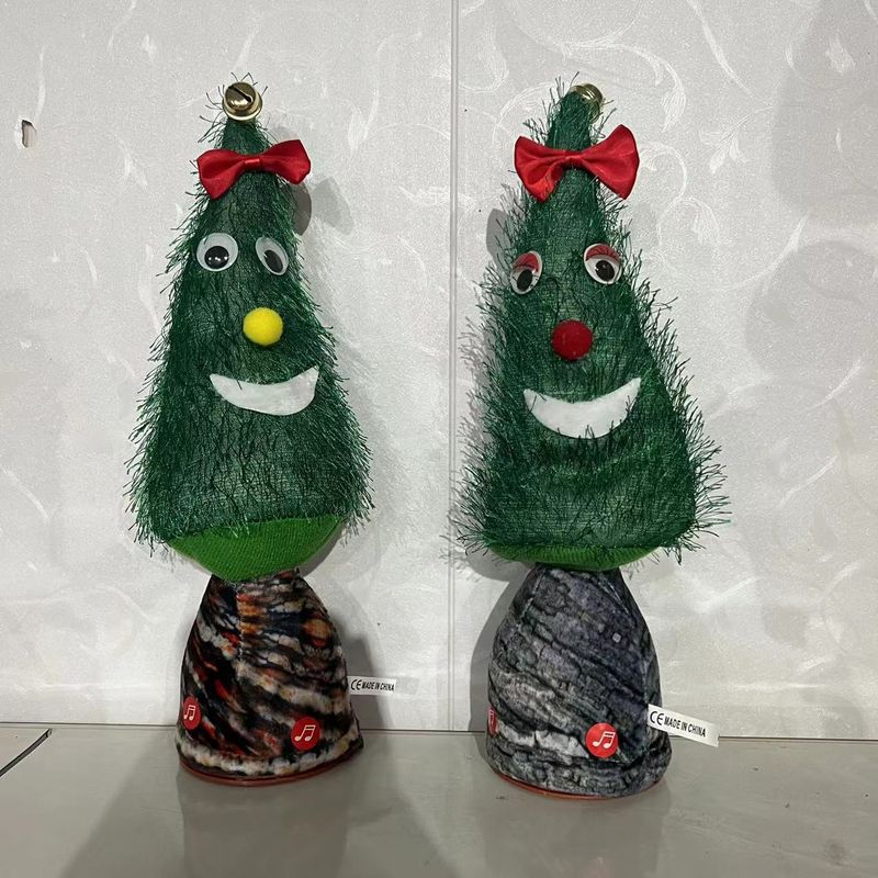 Christmas Fluffy Tree Decor With Red/Yellow Nose – Festive Holiday Home Decoration Soft Plush Pine Tree Ornament For Tabletop Or Gift (33cm)​_voghion.com