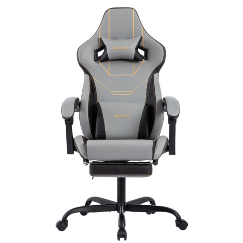 Gaming Stuhl Ergonomisch Gaming Chair Bürostuhl Mit Fußstütze Racing Computerstuhl Höhenverstellbar Gepolstert Computerstuhl Lendenwirbelstütze Grau_voghion.com