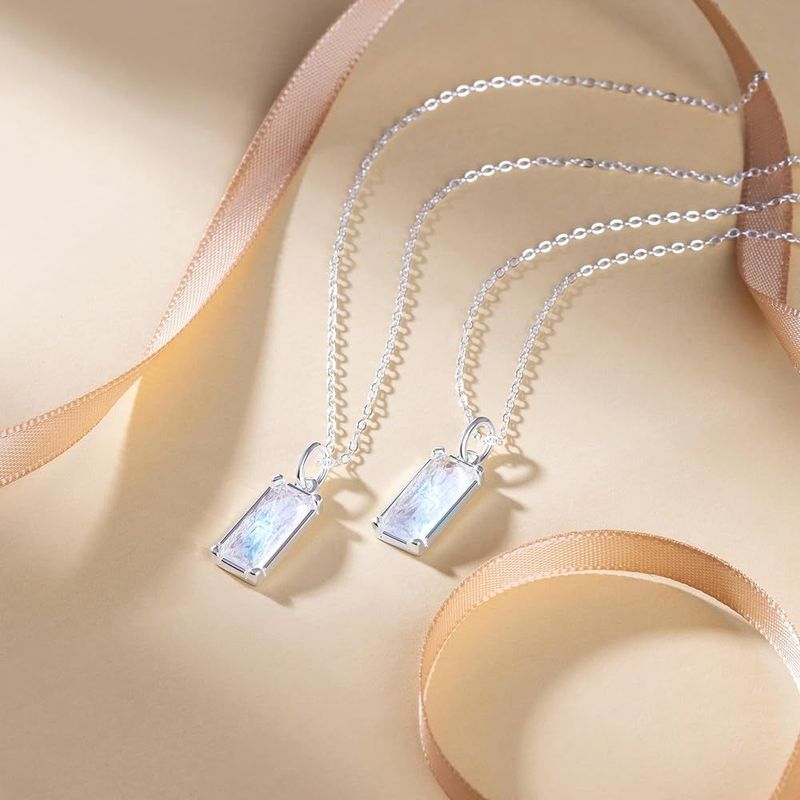 Collana in argento sterling S925 da donna, avanzata, squisita, trasparente, rettangolare, leggera, di lusso, stile freddo, catena per clavicola_voghion.com
