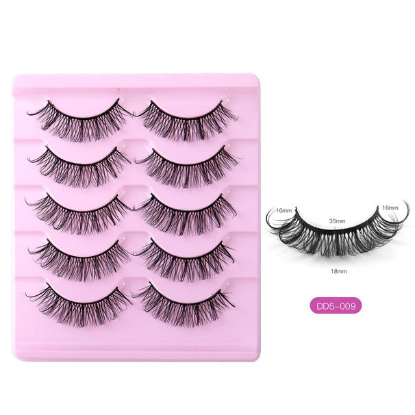 Σετ επέκτασης βλεφαρίδων D καμπύλες ψεύτικες βλεφαρίδες 5 ζεύγη βλεφαρίδων πολλαπλών στρώσεων χοντρές σταυρωτές φυσικές ίνες_voghion.com