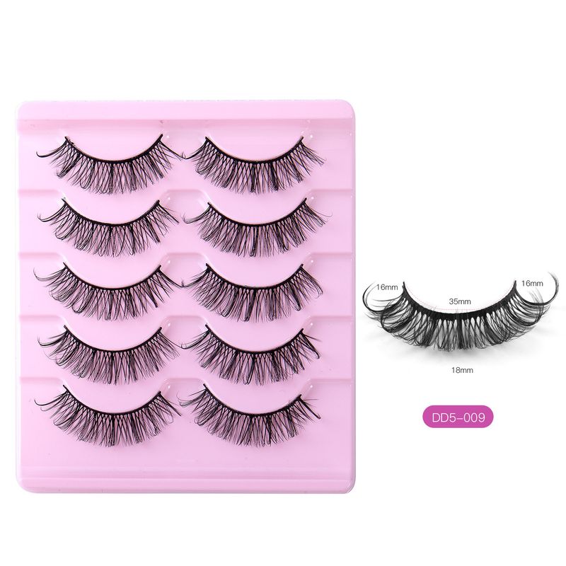 Lash extension set D curved false eyelashes 5 pairs of multi-layer thick cross natural fiber eyelashes_voghion.com