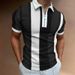 Men's Clothing Striped Short Sleeved Shirt Slim Lapel Zipper Top_voghion.com