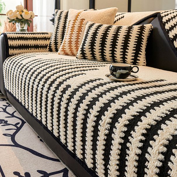 Minimalist Striped Sofa Pad – Customizable Non-Slip Cushion Cover For Sectional Couches (Multiple Sizes & Colors, Breathable Fabric)_voghion.com