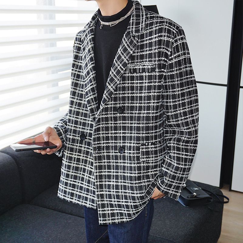 New Autumn Shirt Solid Color Simple Loose Plaid Small Fragrant Style Long Sleeve Shirt Coat Men's Fashion_voghion.com