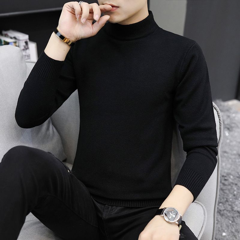 Pull à col roulé unisexe pour hommes, slim, couleur unie, à rayures, pull à base, automne et hiver_voghion.com