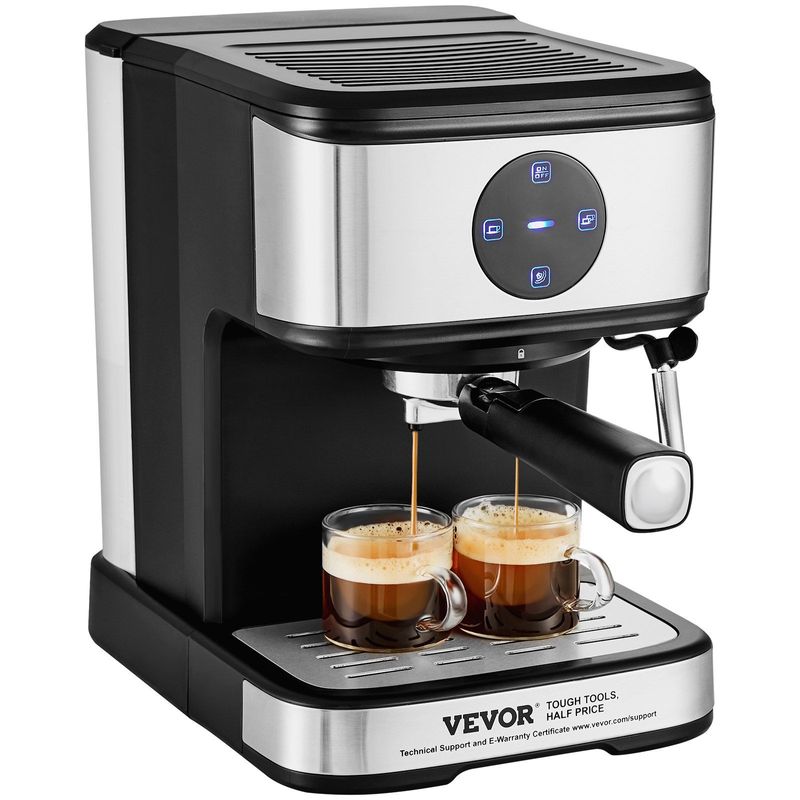 VEVOR Espresso Machine, 15 Bar Coffee And Espresso Maker With Milk Frother Steam Wand, Professional Semi-Automatic Cappuccino Latte Machine With Touch Screen & Removable Water Tank, NTC Control System_voghion.com