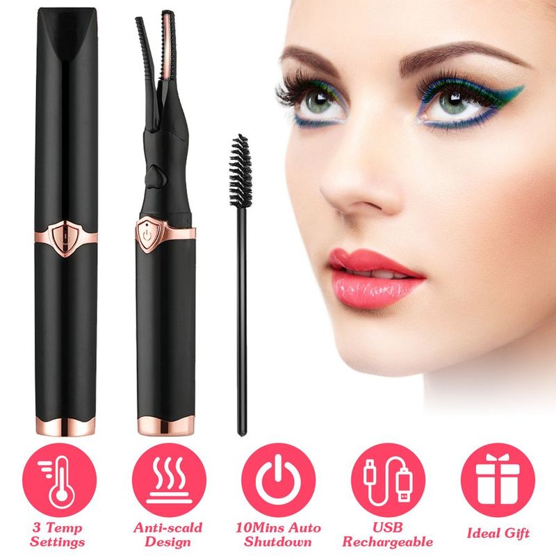 2 In 1 Clip Comb Heated Eyelash Curler Electric Mini Lash Curler Natural Eye Lash Makeup Tool With 3 Temp Settings 15Mins Shutdown_voghion.com