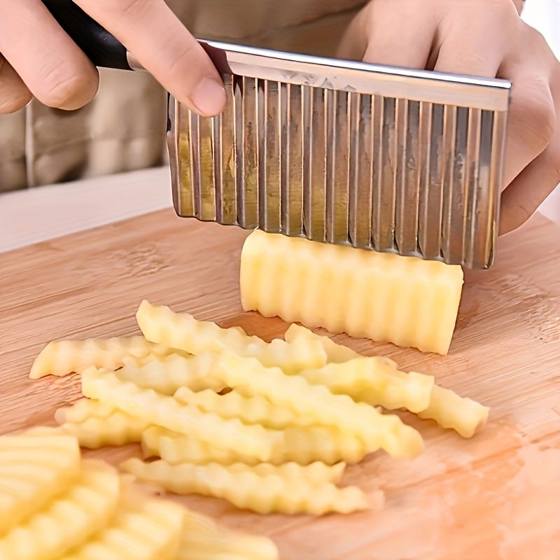 Stainless Steel Crinkle Cutter Heavy Duty Wavy French Fry Slicer Serrated Blade For Potatoes Carrots Onions Fruits Vegetables Kitchen142_voghion.com
