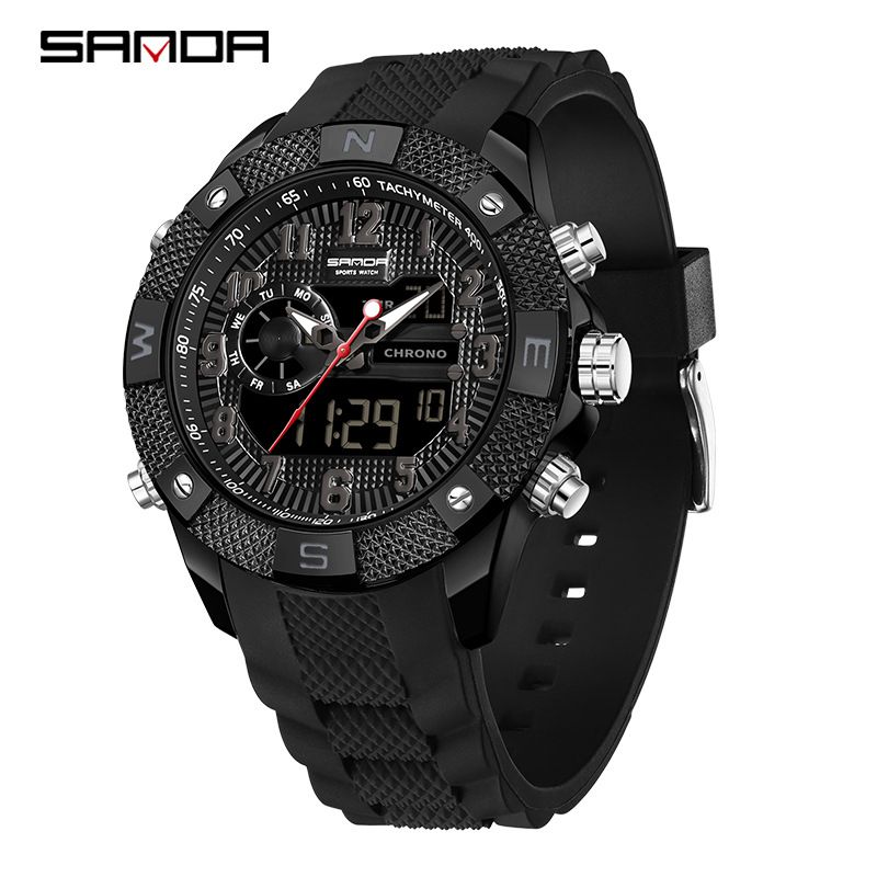 Men's Digital Analog Sports Watch With Multifunction, Waterproof, Stopwatch, Alarm, And Backlight For Outdoor Activities Waterproof Watch For Men_voghion.com