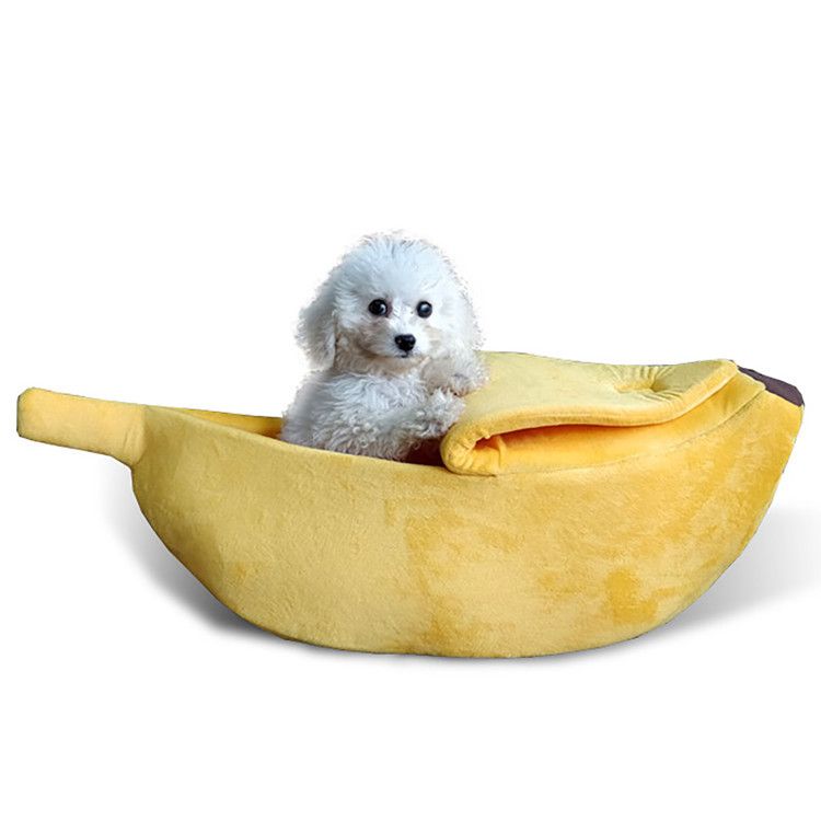 Supplies Creative Dog Banana Boat Shape Cat Winter Warm Cartoon Pet House_voghion.com