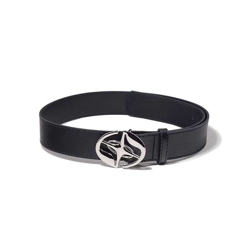 Neuer schwarzer Retro-Gürtel mit trendiger und cooler Metallschnalle für Männer, vielseitig und einfach für Frauen, dekorativer Gürtel im Ins-Stil, Nischengürtel_voghion.com
