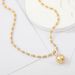 Original high-definition version gold and silver color matching round carved bean chain pearl pendant niche personality sweater chain female advanced_voghion.com