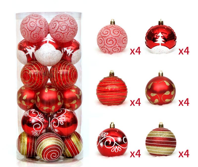 Christmas Ball Brilliant Ball 6cm, 24 Painted Balls Package, Christmas Decorations, Christmas Tree Decorative Ball Barrel_voghion.com