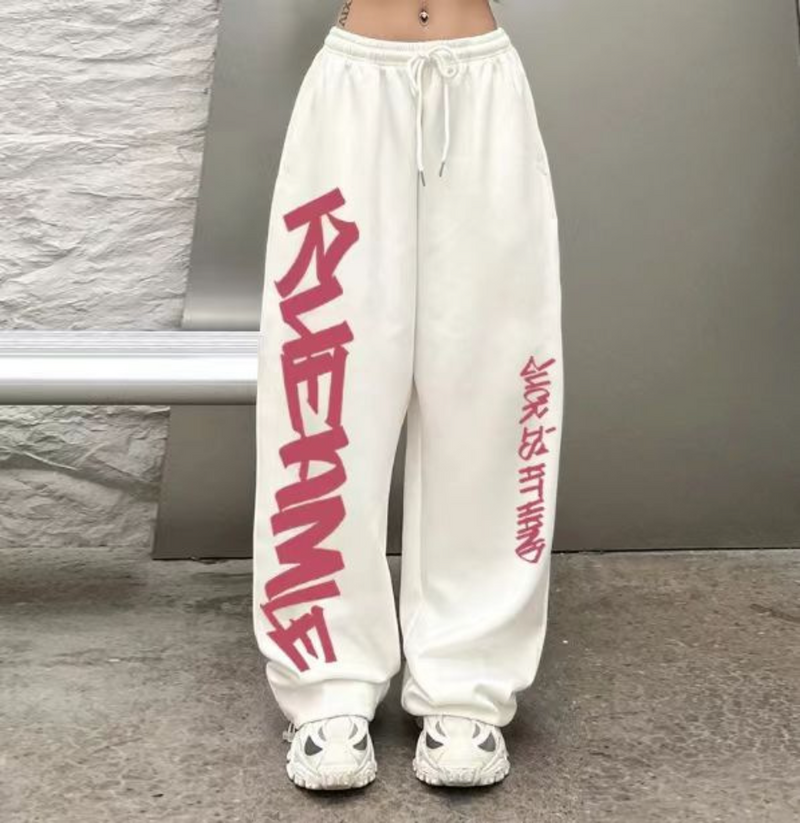 Women's Clothing Sports Pants Women Drawstring Printed Letter Pants Women Casual Pants Jazz Dance Trousers_voghion.com