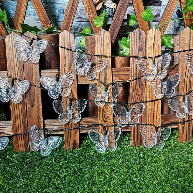 Solar-Powered LED Crystal Butterfly String Lights - Waterproof Outdoor Garden Decor For Parties, Weddings & Events (12m/100LEDs, IP65, CE Certified)_voghion.com
