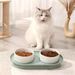 White Double Cat Bowl With A Tray_voghion.com