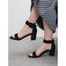 Big Size Thick Heels Women's New Retro Suede Black Round Head Open-toe Sandals_voghion.com