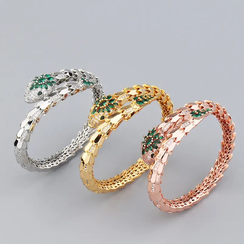 Braccialetti a serpente placcati in oro colorato per donne e uomini, bracciale tennis con ciondolo infinito e diamanti, gioielli di design per feste_voghion.com