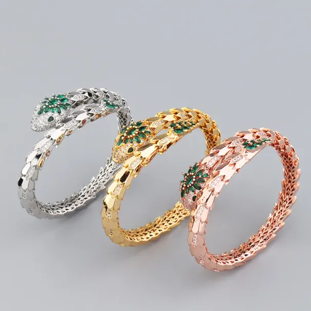 Braccialetti a serpente placcati in oro colorato per donne e uomini, bracciale tennis con ciondolo infinito e diamanti, gioielli di design per feste_voghion.com