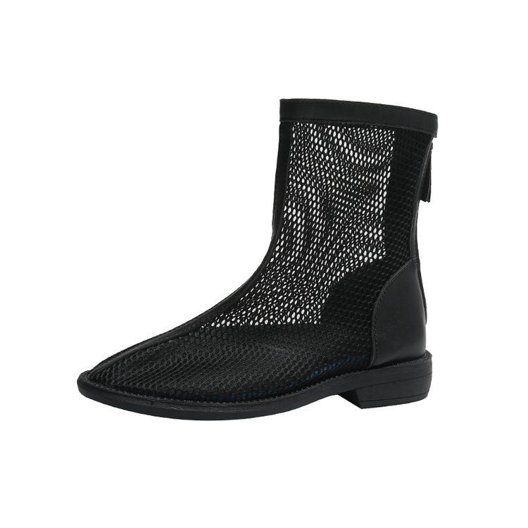 Spring Net Boots Boots Breathable Women's Boots Mesh Hollow Martin Boots Short Boots Flat Boots Women's Summer Boots_voghion.com