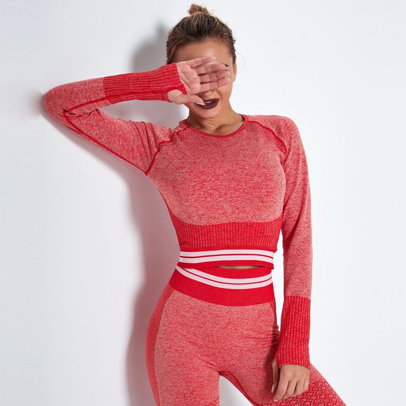 New out sports tight fitting top, moisture absorbing, running, yoga, breathable, hollowed out, seamless, fitness long_voghion.com