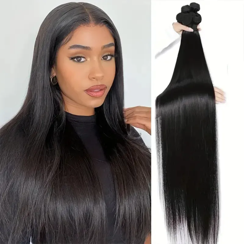 8-32 Inch Brazilian Straight Human Hair Bundles Natural Black Remy Hair for Women 100% Quality_voghion.com
