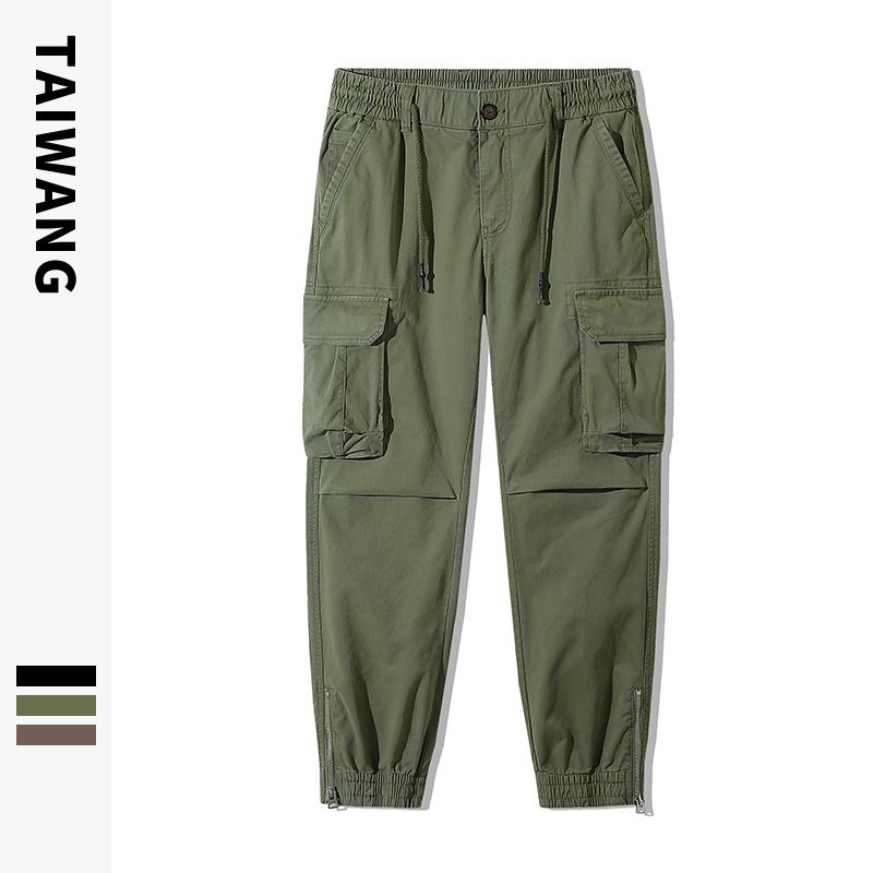 Vêtements pour hommes Pantalons décontractés pour hommes Vêtements pour hommes d'automne et d'hiver Prêt à porter Teints Multi-poches Pantalons amples pour hommes_voghion.com