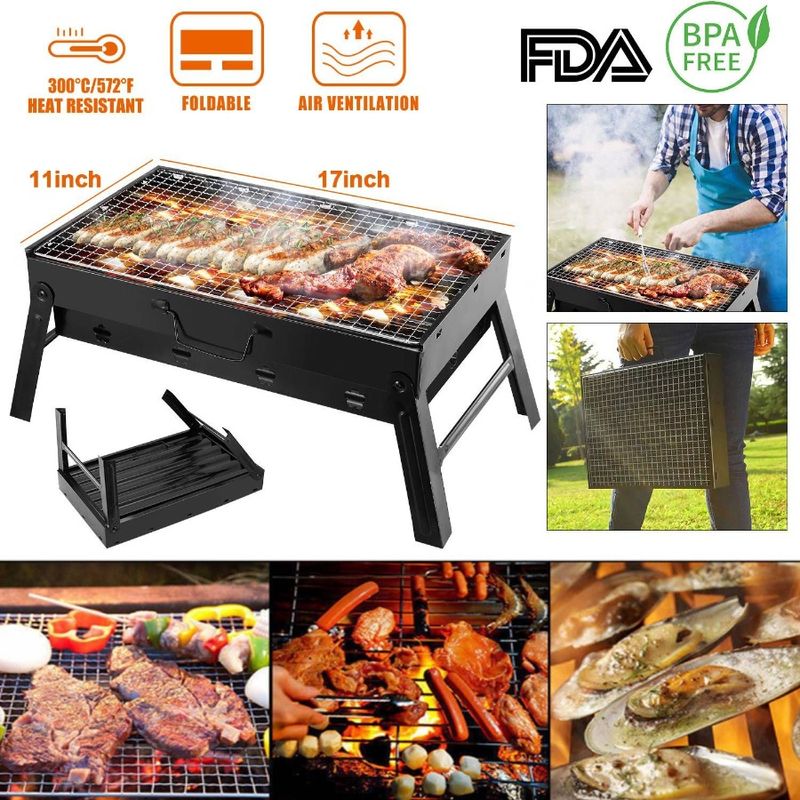 Garden Charcoal Camping For Grill Picnics Smoker Foldable Grill BBQ Grilling Grill Lightweight Portable_voghion.com