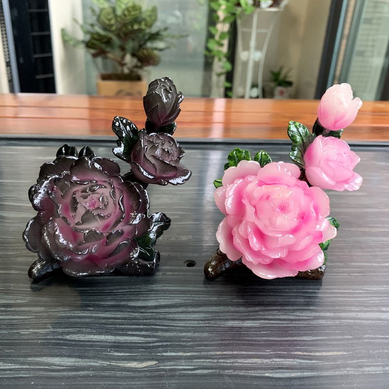 Bujor creativ care schimbă culoarea ceaiului animal de companie norocos rășină figurină ceai set de ceai decorare_voghion.com