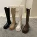 2024 Women's Designer V-Mouth Knee-High Boots, Enhanced Height, White 8100_voghion.com