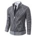 2024 autumn and winter new solid color cardigan jacket men's casual slim fit stand up collar knitted sweater_voghion.com