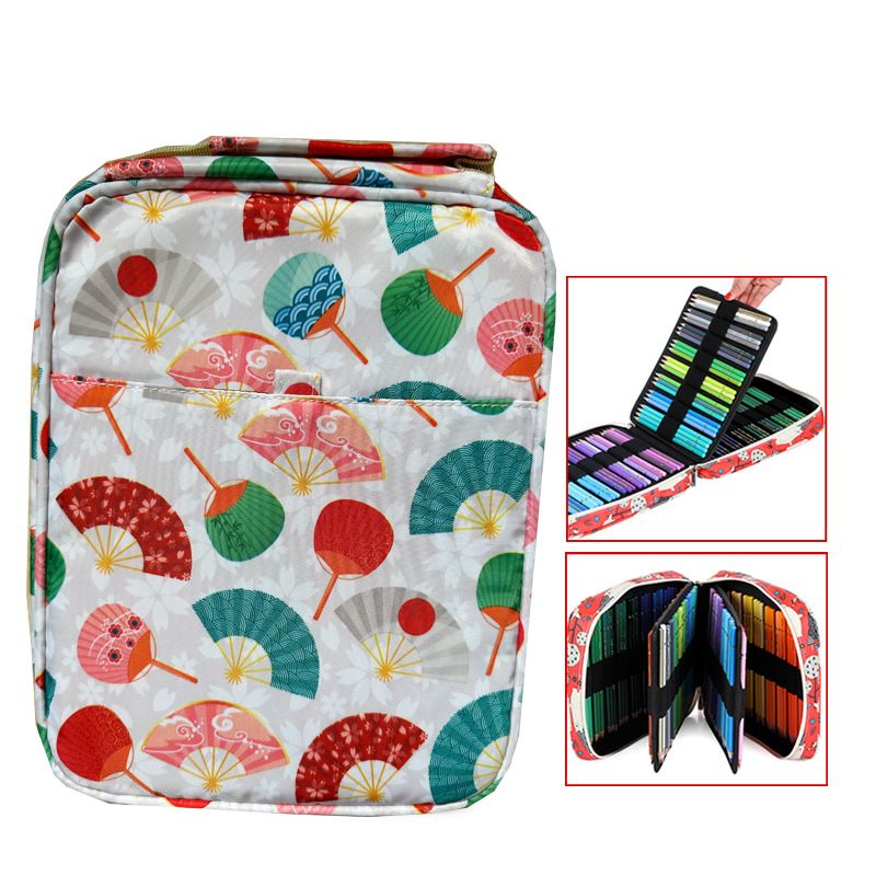 Multicolor etui met 150 vakjes, stijlvolle en functionele canvas etui voor studenten, kunstenaars en liefhebbers van schrijfwaren, trendy design_voghion.com