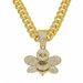 Ciondolo ape laboriosa 15 mm catena girocollo a maglie cubane da 18 pollici Hip Hop completamente ghiacciato Cubi Zirconia Cz oro rosa colore gioielli da uomo_voghion.com