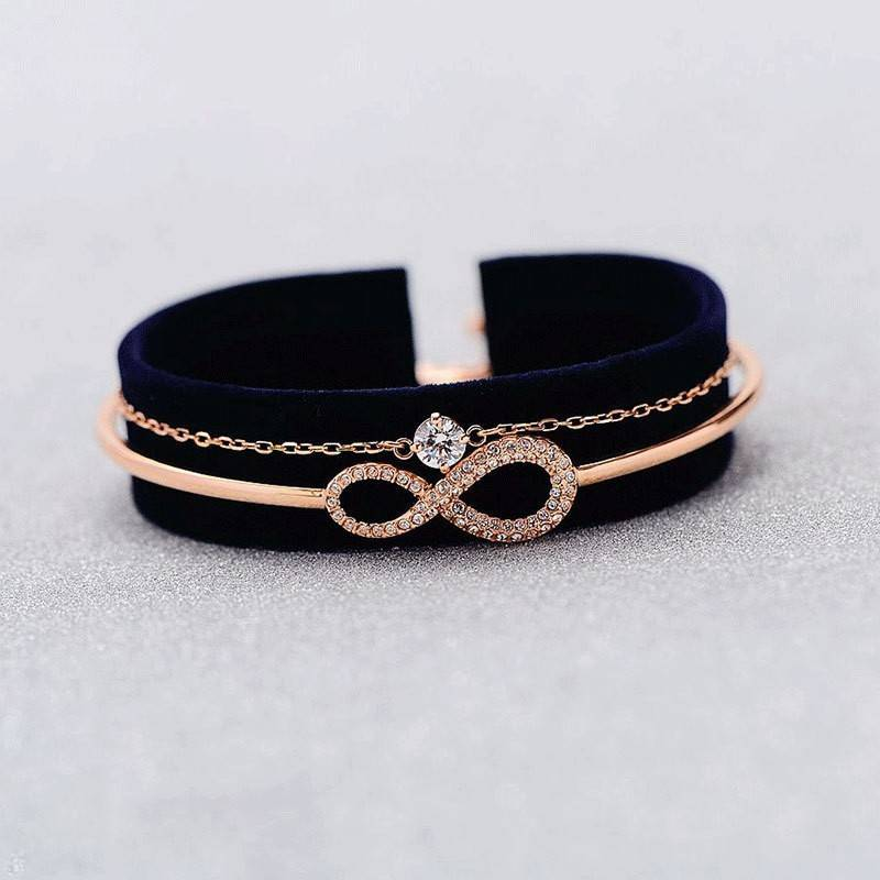 Eternal love eight character double layer bracelet for women with diamonds eight character with diamond two in one bracelet_voghion.com