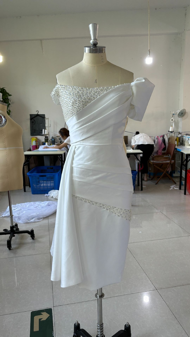 Women’s Clothing Light Wedding Dress New Bride French Light Luxury One Shoulder Temperament Super Fairy Petite Go Out Light Yarn Summer_voghion.com