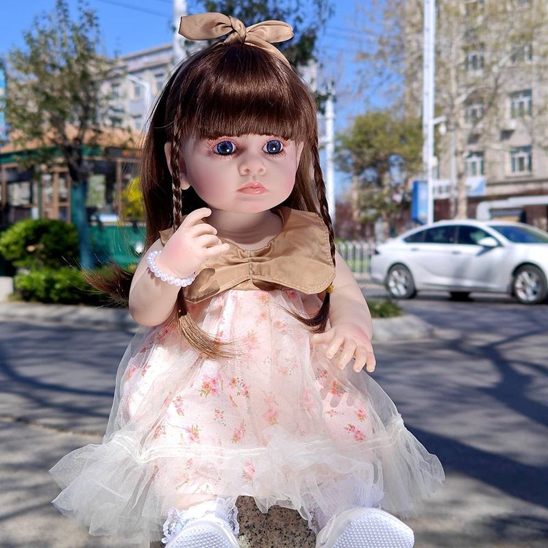 22 tum Färdiga Reborn Baby Girl Dolls Helt Vinyl Soft Touch Doll Toy 55CM Simuleringsdocka Present för barn Småbarn_voghion.com