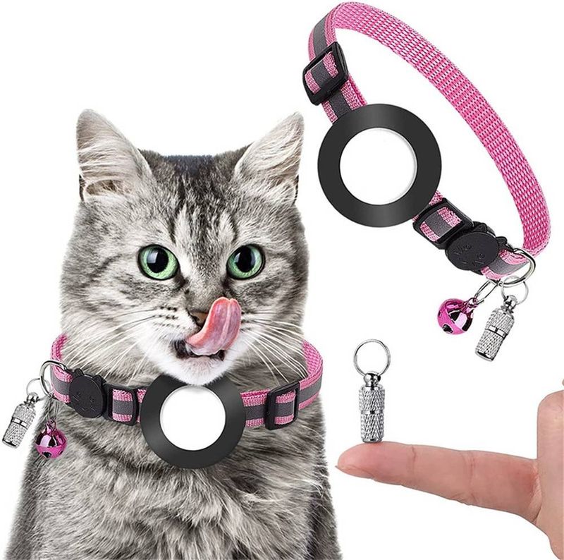 Pet Anti Lost Address Pendant Collar With Bell For Airtag_voghion.com