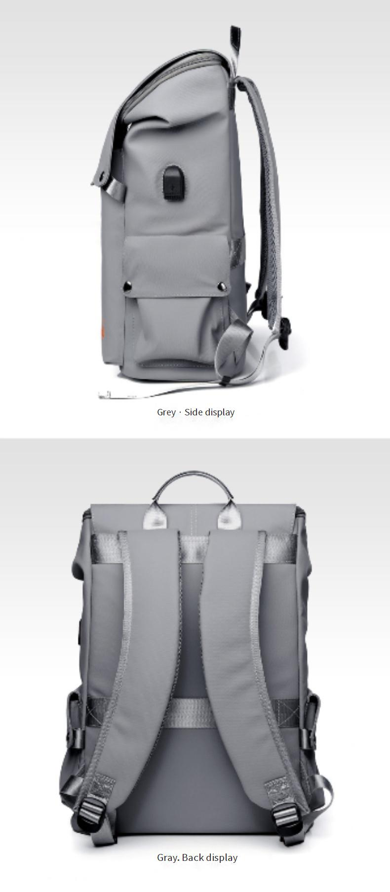 Zaino premium da uomo con porta USB, zaino per laptop di grande capacità per viaggi, lavoro e spostamenti, tessuto Oxford resistente all'acqua, design ergonomico_voghion.com