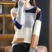 Oversized Color-Block Knit Sweater - Longline Viscose Blend Pullover With Dropped Shoulder (S-2XL, Cream/Navy)_voghion.com