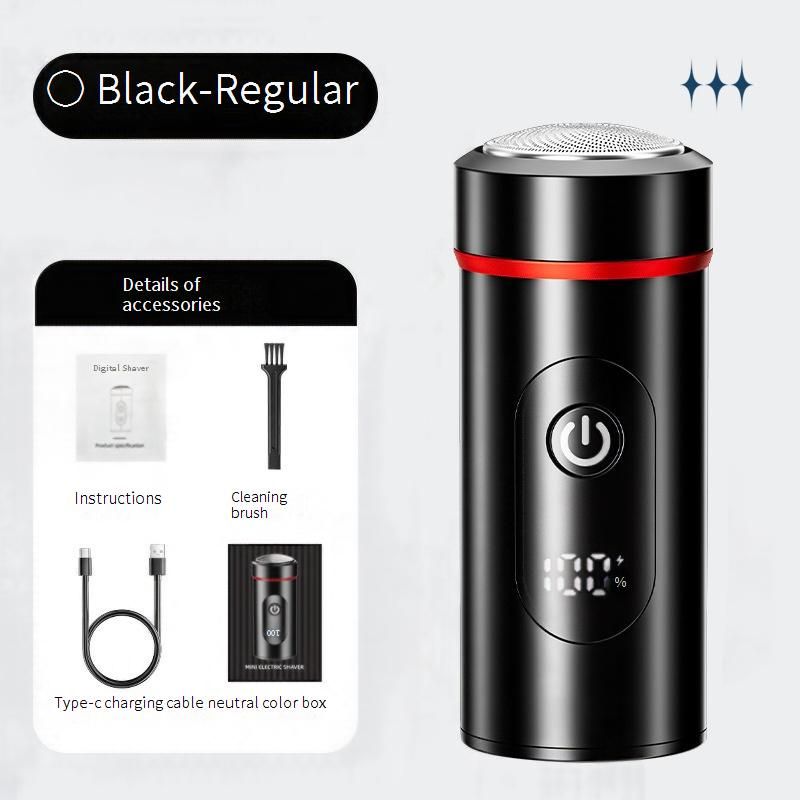 Rasoir électrique compact pour homme, rechargeable et étanche, ultra-silencieux (45 dB), autonomie de 180 min, noir/gris acier_voghion.com