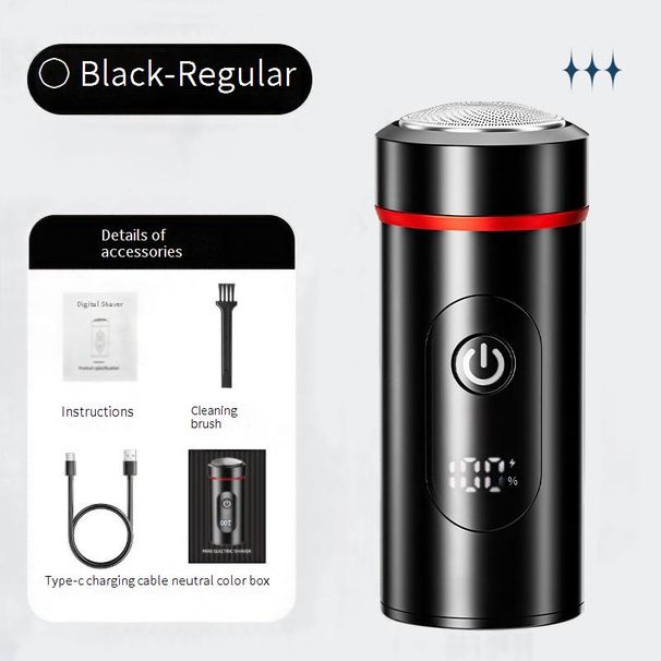 Rasoir électrique compact pour homme, rechargeable et étanche, ultra-silencieux (45 dB), autonomie de 180 min, noir/gris acier_voghion.com