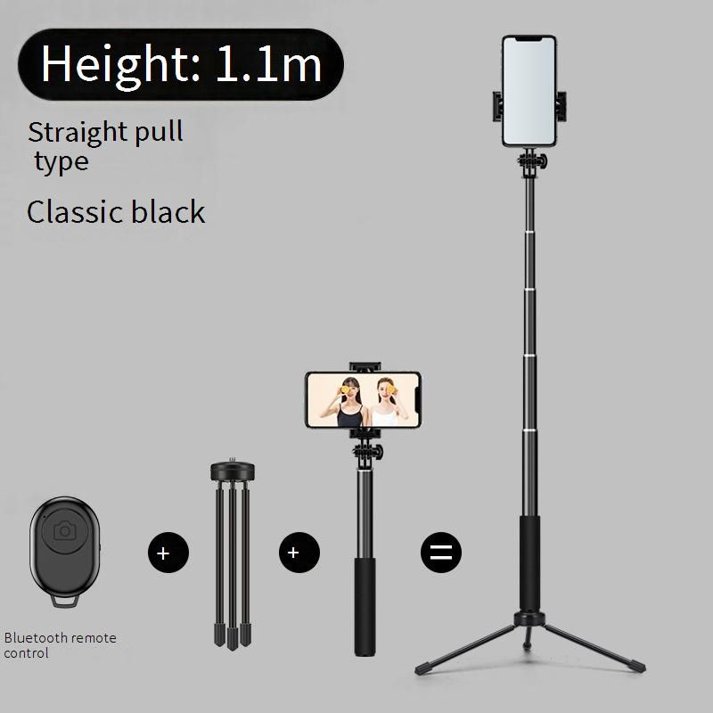 1.7m Aluminum Alloy Selfie Stick Tripod With Bluetooth Remote & LED Light – Detachable Phone Stand For Live Streaming, Travel & Group Photos_voghion.com
