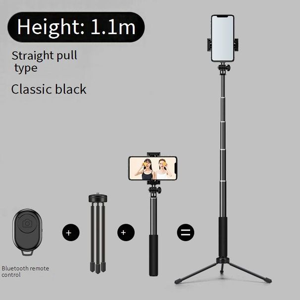 1.7m Aluminum Alloy Selfie Stick Tripod With Bluetooth Remote & LED Light – Detachable Phone Stand For Live Streaming, Travel & Group Photos_voghion.com