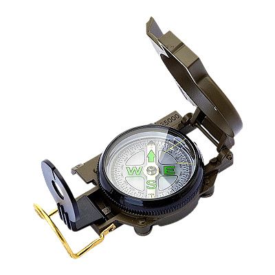 Boussole d'escalade portable en plastique vert armée avec couvercle rabattable pour camping et extérieur_voghion.com