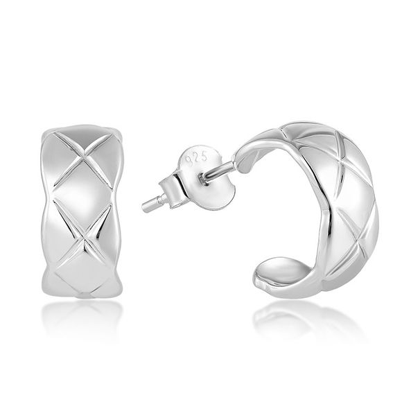 Fülbevaló sterling ezüst internetes híresség luxus francia gyémánt hullámmintás világos arany egyszerű félkör alakú C alakú fülbevalók_voghion.com