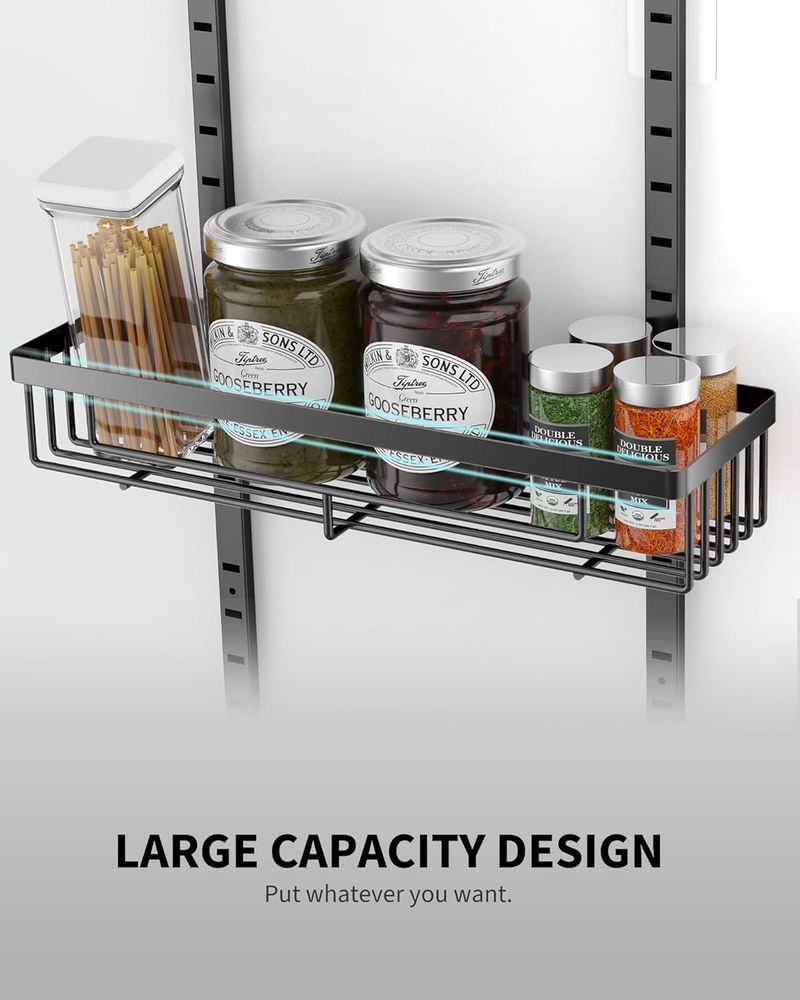 Moforoco White 9-Tier Over The Door Pantry Organizer Black Hanging Basket Wall Spice Rack Home Storage Shelves136_voghion.com