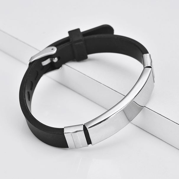 Custom Engraved Titanium Steel Bracelet For Couples - Trendy Unisex Student Wristband With Silicone Lining - Geometric Design Gift For Anniversary_voghion.com