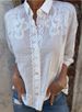 Abbigliamento da donna Camicia a maniche lunghe con ricamo retrò, da donna, autunno, casual, ampia, con colletto a polo e bottoni_voghion.com