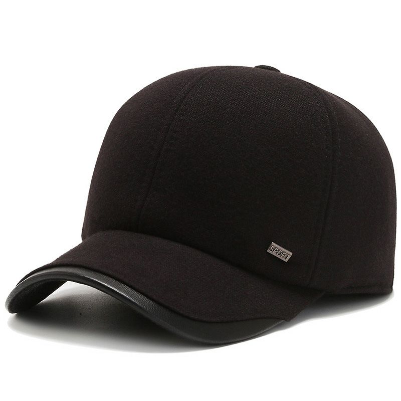 men's middle-aged and elderly hats warm plus velvet thickened baseball cap windproof and cold-proof cap ear protection cotton cap_voghion.com